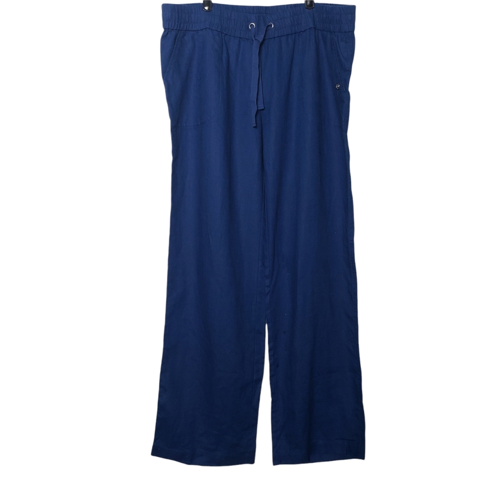 NWT Southern Tide Womens Yacht Blue Linen Drawstring Pants L